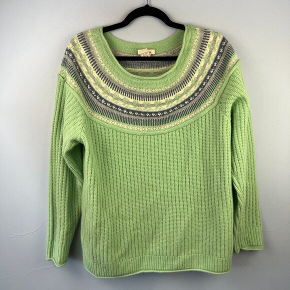 Sundance Lambs Wool Angora Blend Fair Isle Nordic Scandinavian Sweater Size L - Picture 1 of 4